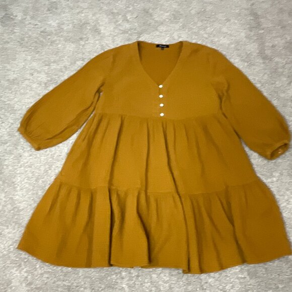 Madewell Lightspun Colette Dress Womens 4 Mini Babydoll Pockets Boho Tiered - Picture 1 of 8
